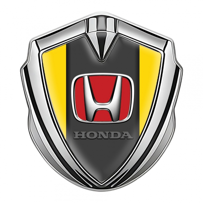 Honda Metal Bodyside Domed Emblem Silver Yellow Red Design