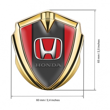 Honda Metal Self Adhesive Badge Gold Red Grey Center Plate