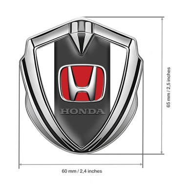 Honda Domed Self Adhesive Emblem Silver White Base Red Logo