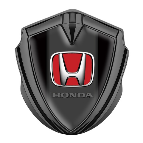 Honda Bodyside Domed Emblem Graphite Black Base Crimson Logo