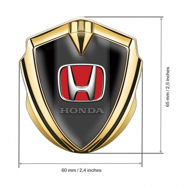 Honda Bodyside Domed Emblem Gold Black Base Crimson Logo