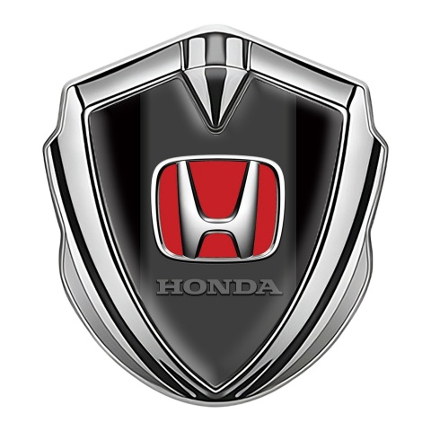 Honda Bodyside Domed Emblem Silver Black Base Crimson Logo