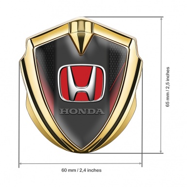 Honda Fender Emblem Badge Gold Dark Grate Red Sides Design
