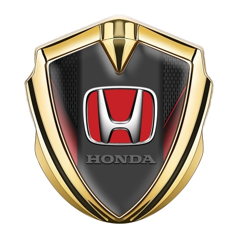 Honda Fender Emblem Badge Gold Dark Grate Red Sides Design