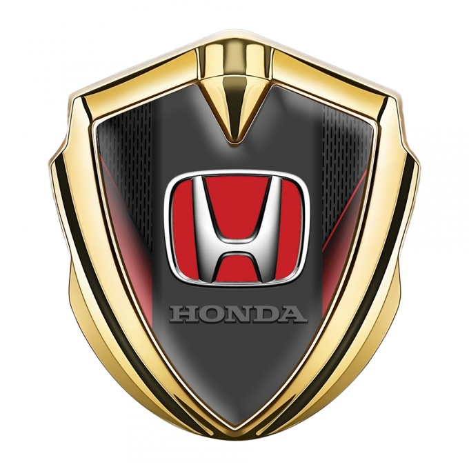 Honda Fender Emblem Badge Gold Dark Grate Red Sides Design