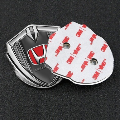 Honda Fender Metal Domed Emblem Silver Grey Honeycomb Motif