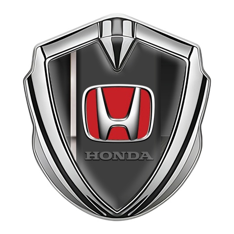 Honda Trunk Emblem Badge Silver Black Grey Sport Stripe Design