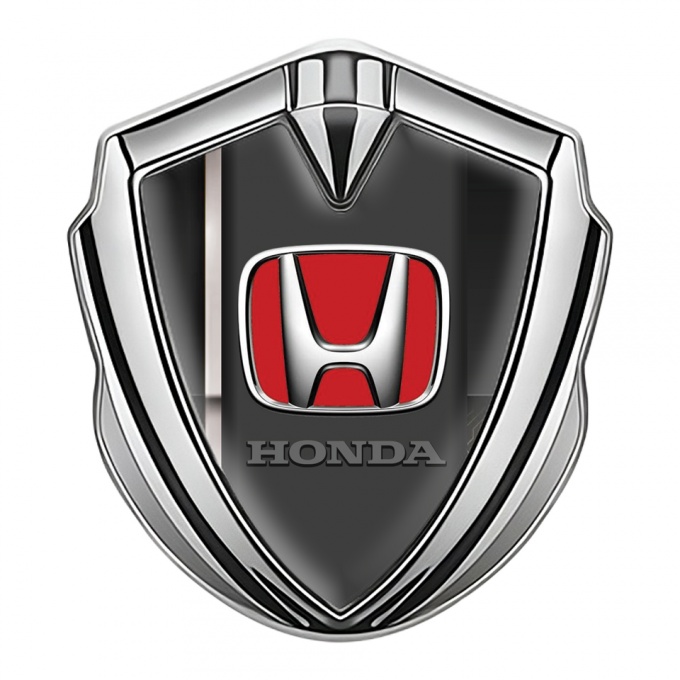 Honda Trunk Emblem Badge Silver Black Grey Sport Stripe Design