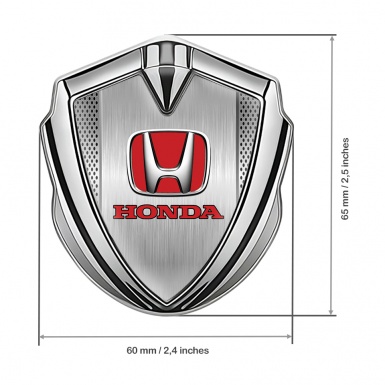Honda Metal Self Adhesive Badge Silver Steel Grate Red Logo Design