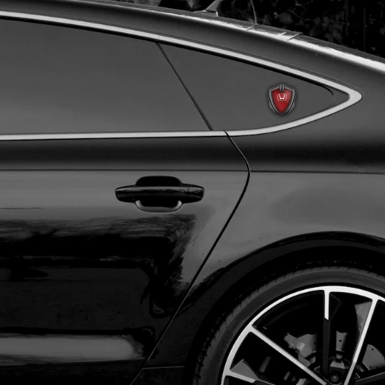 Honda Metal Emblem Self Adhesive Graphite Red Carbon Base Red Motif