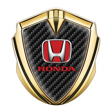 Honda 3D Car Metal Domed Emblem Gold Black Carbon Red Motif