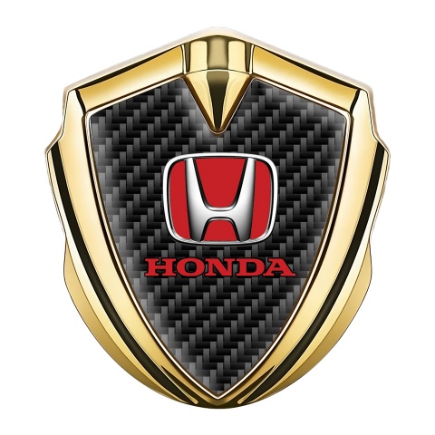 Honda 3D Car Metal Domed Emblem Gold Black Carbon Red Motif