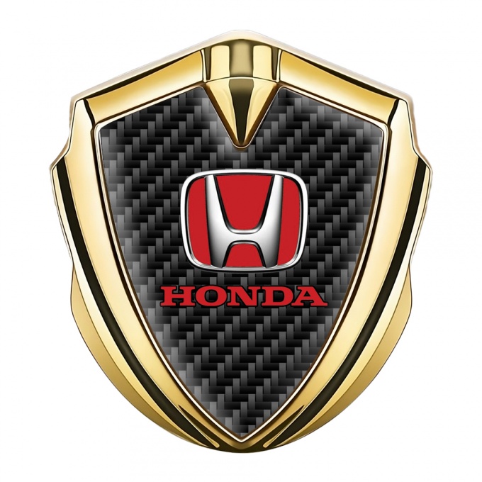 Honda 3D Car Metal Domed Emblem Gold Black Carbon Red Motif