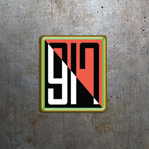917 Nine One Seven Silicone Stickers Black and Orange Artwork 2 pcs 