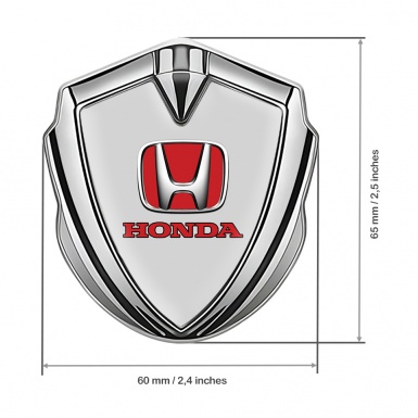 Honda Tuning Emblem Self Adhesive Silver Moon Grey Red Logo Design