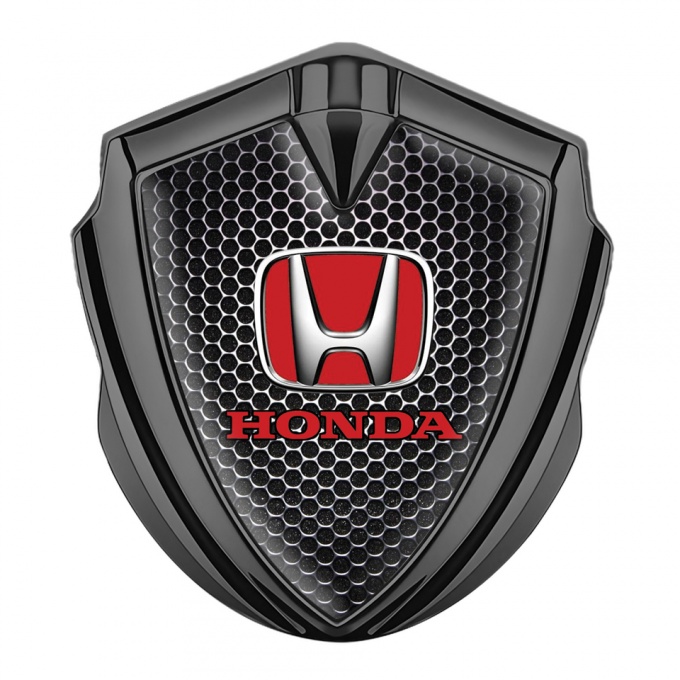 Honda Fender Metal Domed Emblem Graphite Punctured Grate Red Edition
