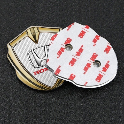 Honda Trunk Emblem Badge Gold White Carbon Chromed Logo Effect