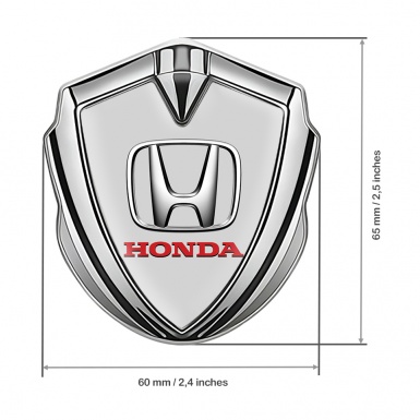 Honda Metal Bodyside Domed Emblem Silver Grey Ingot Chrome Effect