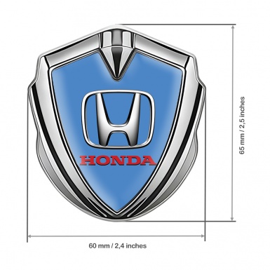 Honda Metal Self Adhesive Badge Silver Pastel Blue Metallic Edition