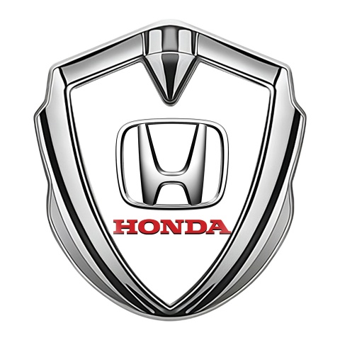 Honda Self Adhesive Bodyside Emblem Silver White Pearl Classic Logo
