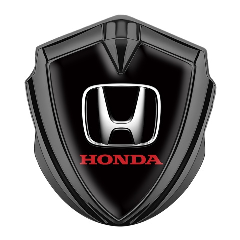 Honda Metal Emblem Self Adhesive Graphite Pure Black Chromed Effect