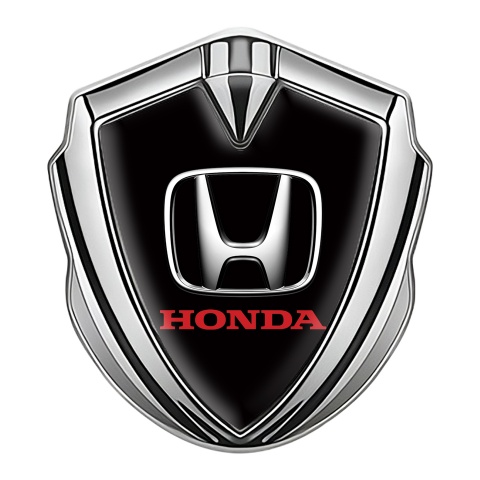 Honda Metal Emblem Self Adhesive Silver Pure Black Chromed Effect