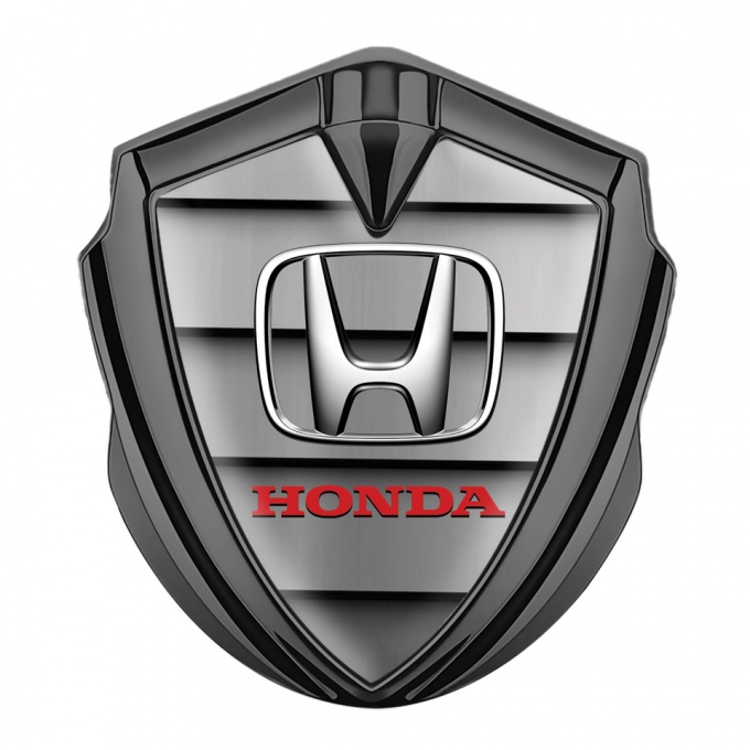 Honda 3D Car Metal Domed Emblem Graphite Front Grille Chrome Effect