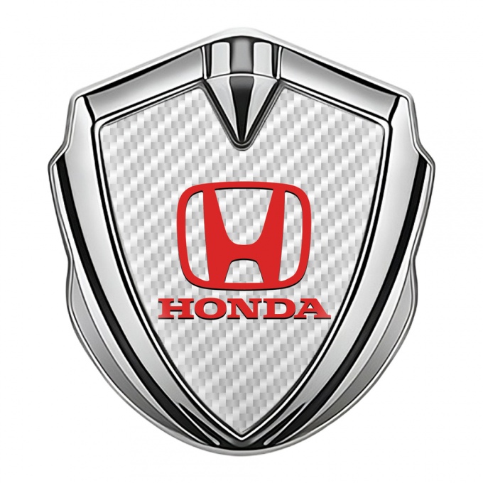 Honda Fender Metal Domed Emblem Silver Light Carbon Red Classic Logo