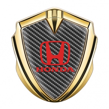 Honda Trunk Emblem Badge Gold Dark Carbon Motif Red Logo