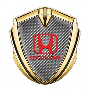 Honda Metal Self Adhesive Badge Gold Light Carbon Clean Red Logo