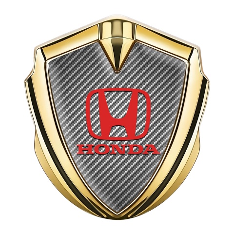 Honda Metal Self Adhesive Badge Gold Light Carbon Clean Red Logo