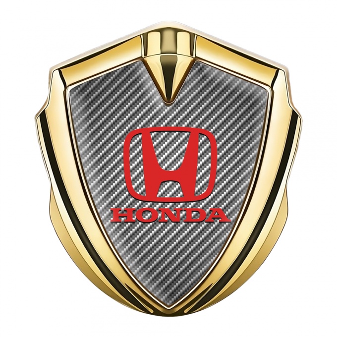 Honda Metal Self Adhesive Badge Gold Light Carbon Clean Red Logo