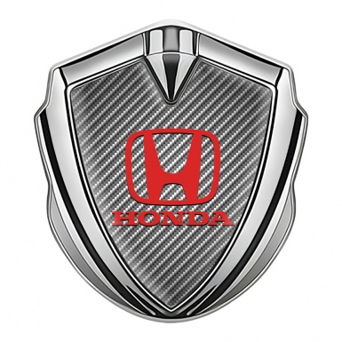 Honda Metal Self Adhesive Badge Silver Light Carbon Clean Red Logo