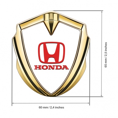 Honda Self Adhesive Bodyside Emblem Gold Pearl Base Red Logo Design