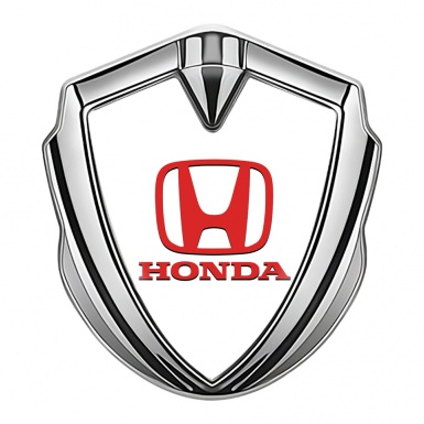 Honda Self Adhesive Bodyside Emblem Silver Pearl Base Red Logo Design