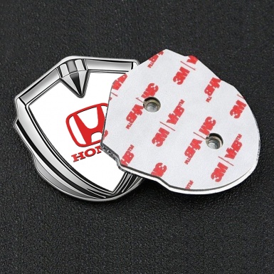 Honda Self Adhesive Bodyside Emblem Silver Pearl Base Red Logo Design
