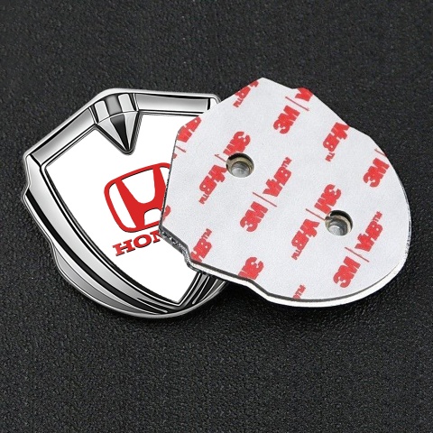 Honda Self Adhesive Bodyside Emblem Silver Pearl Base Red Logo Design