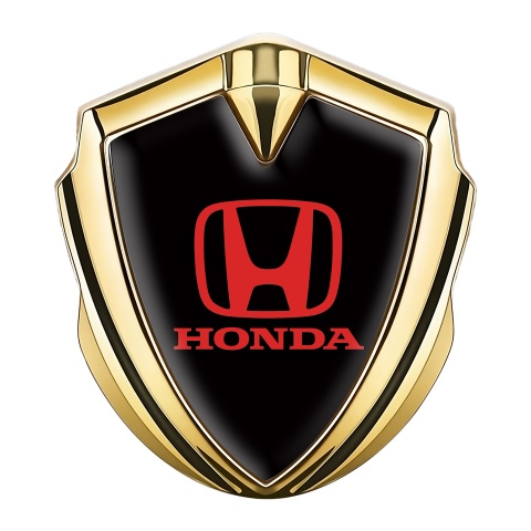 Honda Metal Emblem Self Adhesive Gold Noir Black Red Motif