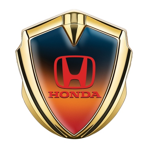 Honda 3D Car Metal Domed Emblem Gold Colorful Gradient Crimson Logo