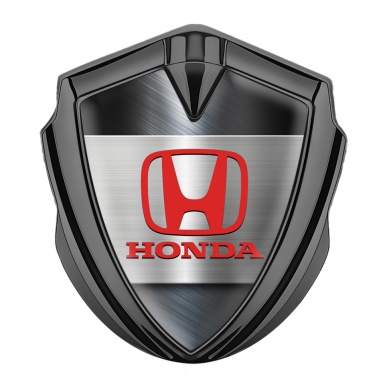 Honda Bodyside Domed Emblem Graphite Brushed Steel Crimson Logo
