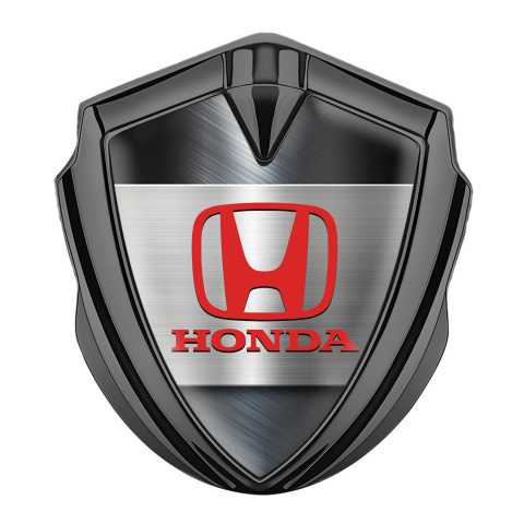 Honda Bodyside Domed Emblem Graphite Brushed Steel Crimson Logo