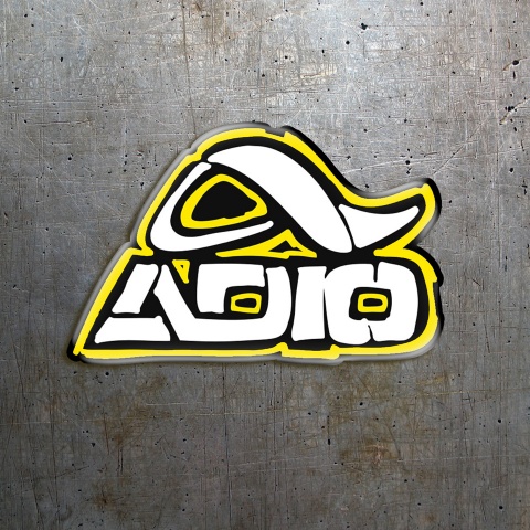 Adio Skate Domed 3D Stickers Yellow with White Logo 2 pcs