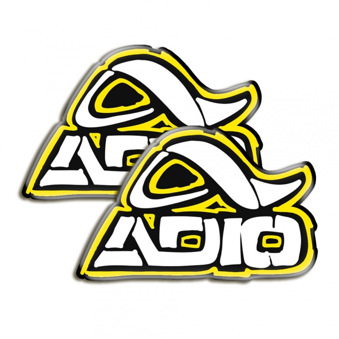 Adio Skate Domed 3D Stickers Yellow with White Logo 2 pcs