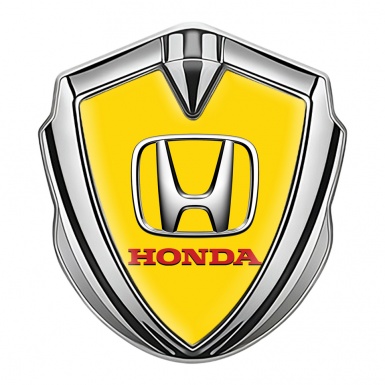 Honda Bodyside Badge Self Adhesive Silver Yellow Base Chrome Logo