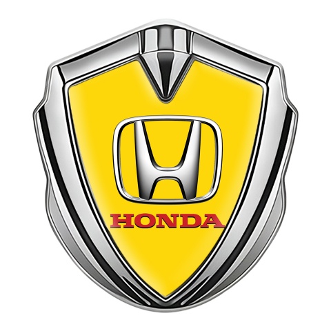 Honda Bodyside Badge Self Adhesive Silver Yellow Base Chrome Logo