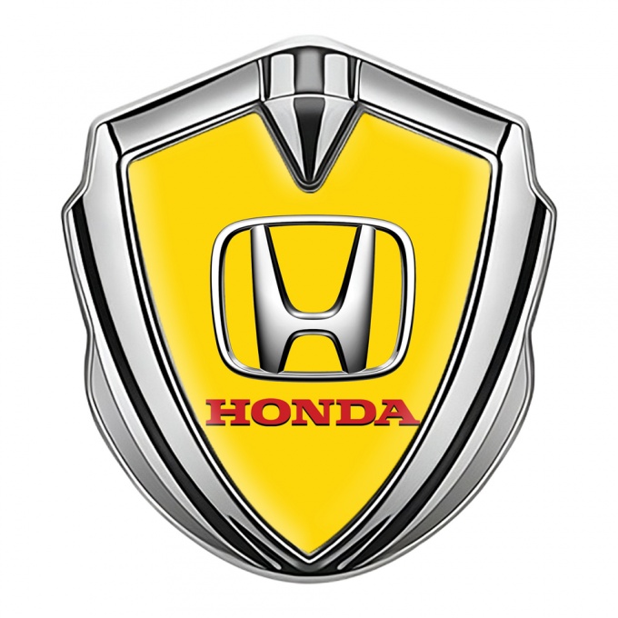 Honda Bodyside Badge Self Adhesive Silver Yellow Base Chrome Logo