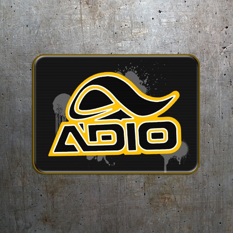 Adio Silicone Stickers Black with Yellow Logo 2 pcs