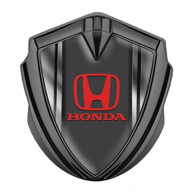 Honda Emblem Fender Badge Graphite Steel Panels Red Logo Edition