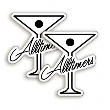 Alltimers Silicone Stickers White with Black Logo 2 pcs