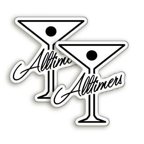Alltimers Silicone Stickers White with Black Logo 2 pcs